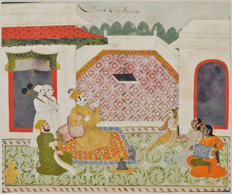 A Nawab Entertained - Murshidabad, Provincial Mughal School, Late 18Th Century - Vintage Indian Miniature Art Painting by Miniature Vintage