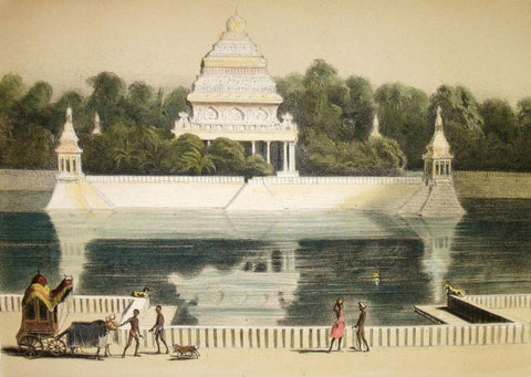 A Temple In Mathura - Trayer 1841 - Vintage Orientalist Painting of India - Canvas Prints