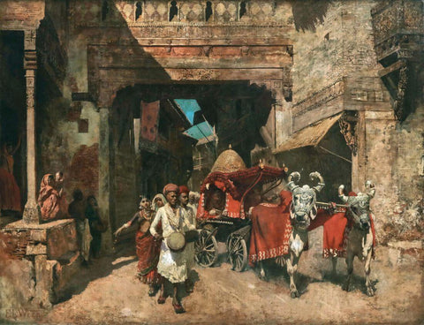 A Wedding Procession In India - Edwin Lord Weeks - Orientalist Masterpiece Painting by Edwin Lord Weeks