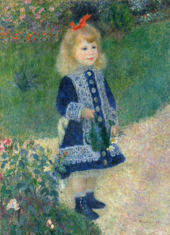 A Girl With A Watering Can - Framed Prints by Pierre-Auguste Renoir