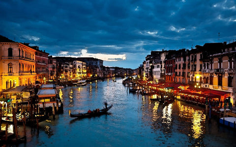 A Beautiful Night View Of Venice Grand Canal And Gondolas - Painting - Posters by Hamid Raza