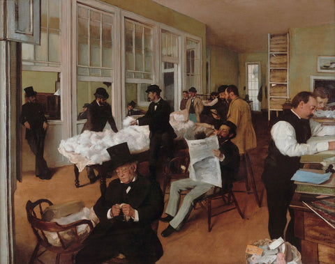 A Cotton Office In New Orleans - Canvas Prints by Edgar Degas