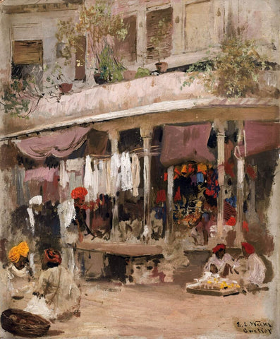 A Market Scene In Gwalior - Edwin Lord Weeks - Canvas Prints by Edwin Lord Weeks