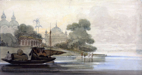 A River In Ceylon - George Chinnery - Vintage Orientalist Painting of India by George Chinnery
