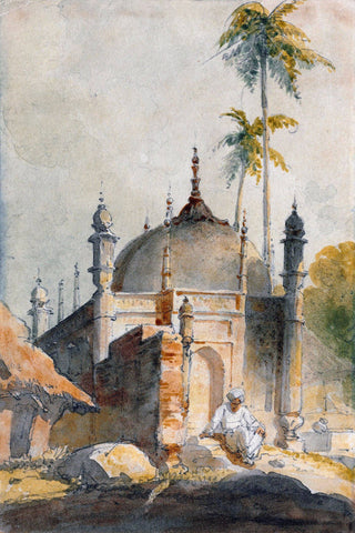 A Temple In Bengal - George Chinnery - Vintage Orientalist Painting of India - Canvas Prints by George Chinnery