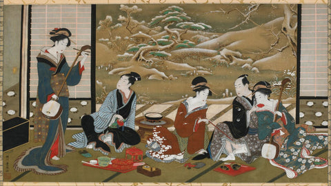 A Winter Party - Canvas Prints by Utagawa Toyoharu