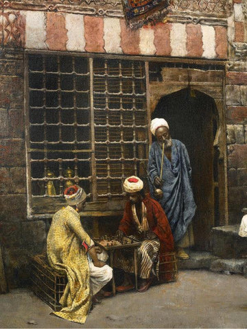 A Game Of Chess In Cairo Street - Canvas Prints by Edwin Lord Weeks