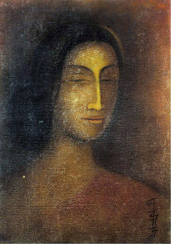 Abanindranath Tagore - Portrait Of Lady - Canvas Prints by Abanindranath Tagore