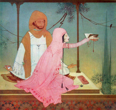 Prince And His Beloved - Abdur Chugtai Painting - Canvas Prints by Abdur Rahman Chughtai