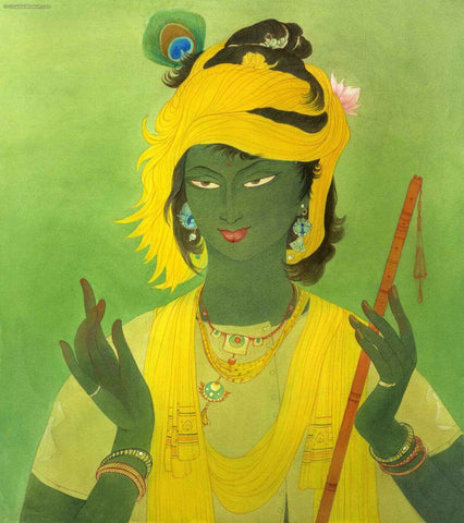 Young Krishna - Abdur Rahman Chugtai - Canvas Prints by Abdur Rahman Chughtai