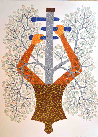 Indian Miniature Art - Abstract Indian Gondh Painting - Life Size Posters by Angele Hammonds