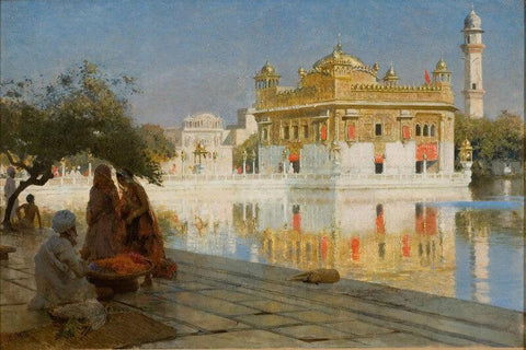 Across The Pool To The Golden Temple Of Amritsar - Canvas Prints by Edwin Lord Weeks
