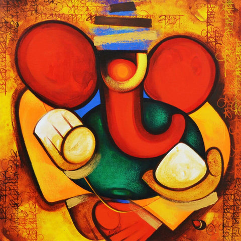 Acrylic Art - Ganesha - Ganesha Painting Collection by Raghuraman