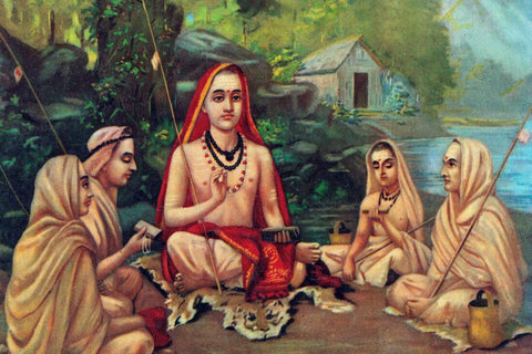 Adi Shankaracharya Guru - Raja Ravi Varma Oleograph Vintage Print by Raja Ravi Varma