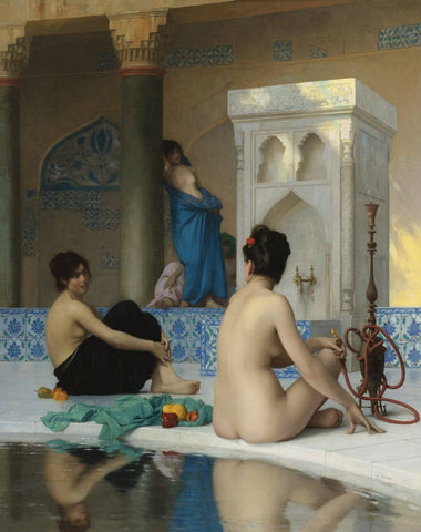 After The Bath (Après Le Bain) - Jean-Leon Gerome - Orientalism Art Painting