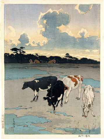 Afternoon in a Pasture - Yoshida Hiroshi - Vintage 1921 Japanese Ukiyo-e Woodblock Print - Canvas Prints by Hiroshi Yoshida