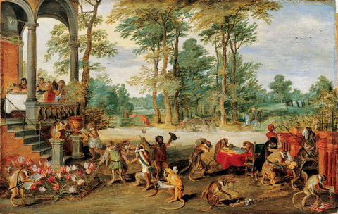 Allegory of Tulip Mania II (Persiflage Auf Die Tulpomanie) - Jan Brueghel II - Finance Stock Business Art Painting by Jan Brueghel