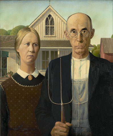American Gothic - Canvas Prints by Grant Wood