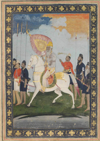 An Equestrian Portrait Of Maharaja Ranjit Singh - Vintage Indian Miniature Art Sikh Painting - Canvas Prints by Akal