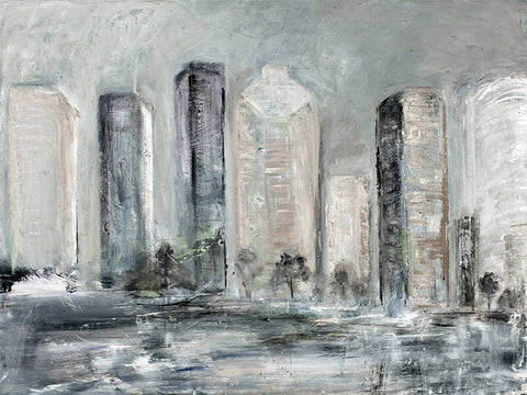 An Urban Skyline - Contemporary Abstract Painting by Henry