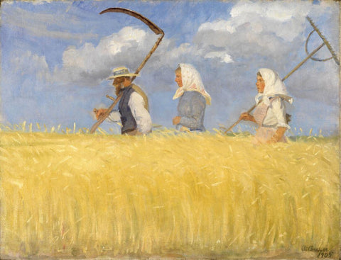 Harvesters (Høstarbejdere) - Anna Ancher - Impressionist Painting by Anna Ancher