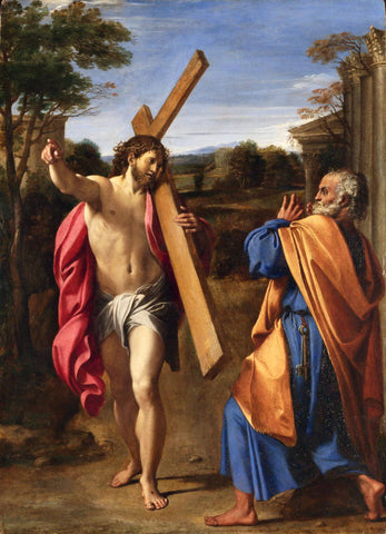 Christ Appearing To Saint Peter On The Appian Way (Domine quo vadis) – Annibale Carracci – Christian Art Painting by Annibale Carracci