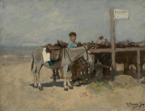 Donkey Stand on the Beach at Scheveningen - Anton Mauve by Anton Mauve