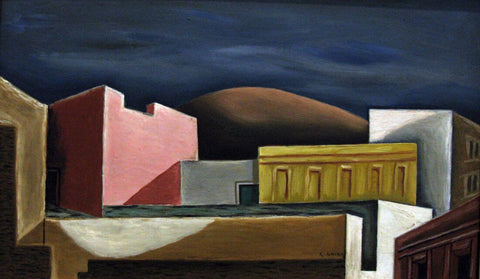 Athens Houses (Spítia tis Athínas) - Nikos Hadjikyriakos Ghikas - Cubist Painting by Niko Ghika Paintings