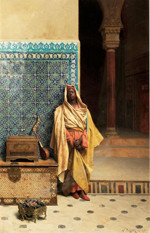 At the Mosque - Ludwig Deutsch -  Orientalism Art Painting - Life Size Posters