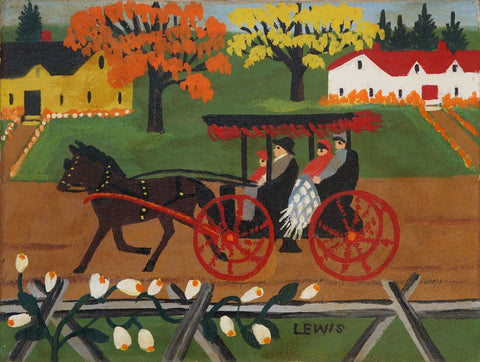 Autmun Carriage Ride - Maud Lewis - Folk Art Painting - Canvas Prints by Maud Lewis