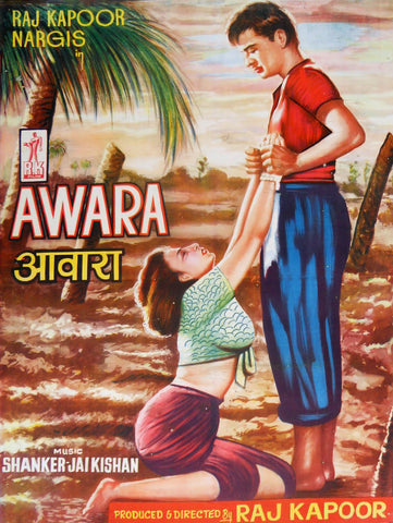 Awara - Raj Kapoor Nargis - Vintage Hindi Movie Poster by Tallenge Store