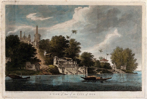 Ayodhya Seen From The River Ghaghara, Uttar Pradesh - William Hodges - Vintage Orientalist Art Painting of India by William Hodges