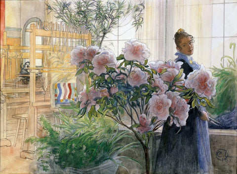 Azalea Flowers - Carl Larsson - Floral Painting by Carl Larsson