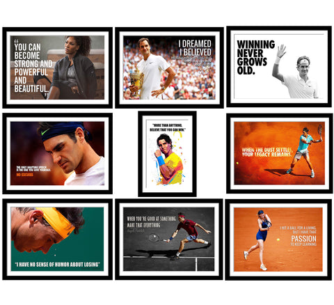 Tennis - Set of 10 Framed Poster Paper - (12 x 17 inches)each