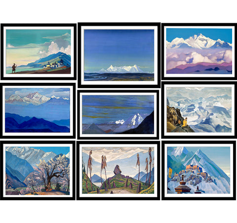 Set of 10 Best of Nicholas Roerich Paintings - Framed Poster Paper (12 x 17 inches) each
