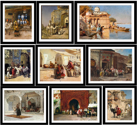 Set of 10 Best of Edwin Lord Weeks Paintings - Framed Poster Paper (12 x 17 inches) each
