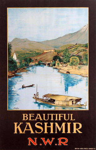 Beautiful Kashmir - North Western Indian Railways -  Vintage Travel Poster by Travel