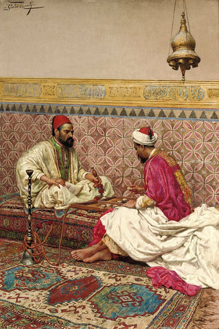 Backgammon Players - Giulio Rosati - Orientalist Art Painting by Giulio Rosati