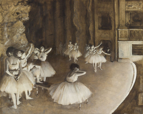 Ballet Rehearsal on Stage by Edgar Degas