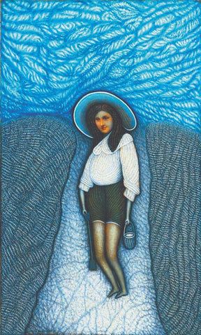 Beach Girl - Morris Hirshfield - Folk Art Painting - Life Size Posters