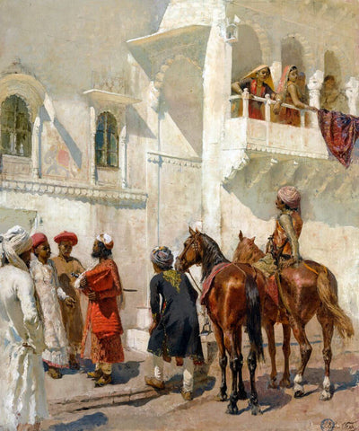Before The Hunt - Edwin Lord Weeks Painting – Orientalist Art by Edwin Lord Weeks