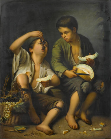 Beggar Boys Eating Grapes And Melon - Bartolome Esteban Murillo by Bartolome Esteban Murillo