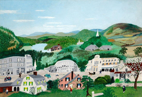 Bennington - Grandma Moses (Anna Mary Robertson) - Folk Art Painting by Grandma Moses