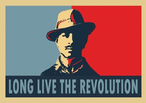 Bhagat Singh - Long Live The Revolution - Inquilab Zindabaad - Motivational Quote - Indian Nationalism Inspirational Poster - Life Size Posters