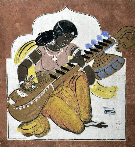 Bina Badini - Nandalal Bose - Haripura Panels - Bengal School Indian Art by Nandalal Bose