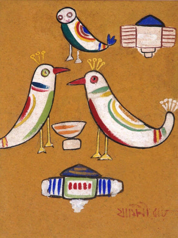 Birds - Jamini Roy - Bengal School - Indian Masters Painting by Jamini Roy