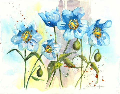Blue Poppies - Framed Prints by Sina Irani