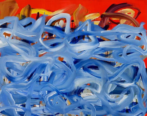 Blue Overcomes Orange - Contemporary Abstract Art Painting by Jacob