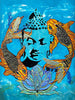 Acrylic Painting - Buddha Seen In Koi Pond - Posters