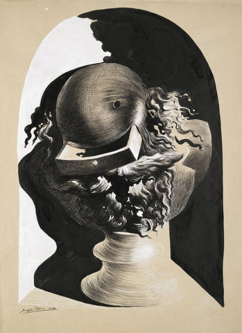Bust With Drawers (Buste a Tiroir) - Salvador Dalí Ink Sketch - Framed Prints